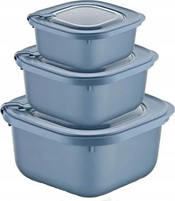 Uzsonnás doboz szett 3 db-os Ételtároló Kék Hermetikus Hűtőszekrényhez