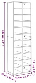 fekete szerelt fa cipősszekrény 54 x 34 x 183 cm