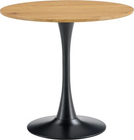 Étkezőasztal, tölgy/fekete, átmérő 80 cm, REVENTON NEW