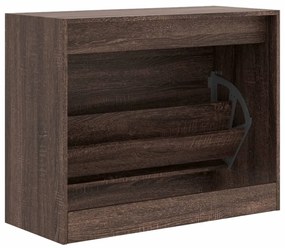 barna tölgyszínű szerelt fa cipőszekrény 80 x 34 x 63 cm