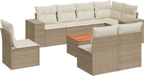 vidaXL 9 részes bézs polyrattan kerti ülőgarnitúra párnákkal