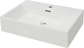vidaXL Fehér kerámia mosdó csaptelep furattal 60,5x42,5x14,5 cm