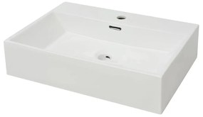 vidaXL Fehér kerámia mosdó csaptelep furattal 60,5x42,5x14,5 cm
