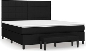 vidaXL fekete szövet rugós ágy matraccal 180 x 200 cm