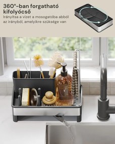 SINK mosogató rendszerező csepegtetővel, ezüst/fekete SongmicsHome