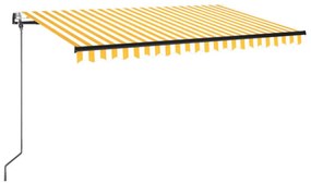 sárga-fehér szélérzékelős és LED-es napellenző 450 x 350 cm