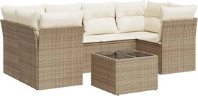 vidaXL 7 részes bézs polyrattan kerti ülőgarnitúra párnákkal