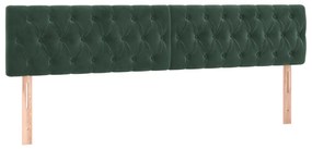 sötétzöld bársony LED-es fejtámla 180 x 7 x 78/88 cm