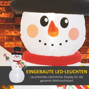 Önfelfújó hóember figura, LED világítással, felfújóval, 180cm magas