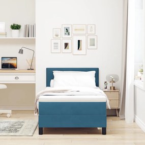 Box Spring Ágy Süket Sötétkék 100x200 cm Bársony