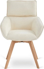 Forgó szék krém színben, bouclé kárpittal, DIAS