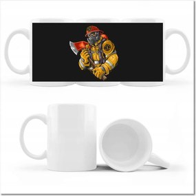 Tűzoltó mintás bögre overálban