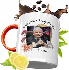 Narancssárga Bögre A Pis Elnökétől Jaroslaw Kaczynski fényképes nyomtatással