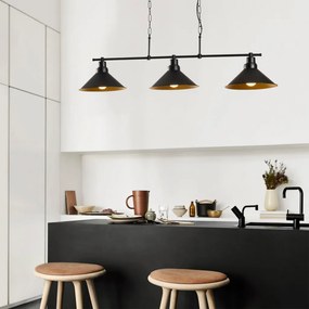 Sivani MR-835 fekete fém függőlámpa, 108 x 24 cm, 3 izzós