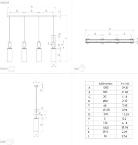 Eglo 390129 - Csillár zsinóron MAJANA 4xE27/40W/230V fényezett króm