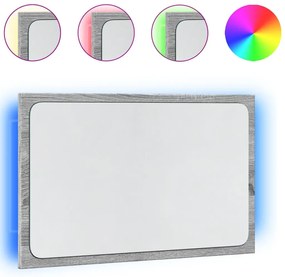 szürke sonoma szerelt fa LED-es fürdőszobatükör 60x8,5x38 cm