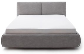 Szürke kárpitozott franciaágy tárolóhellyel ágyráccsal 180x200 cm Atesio – Meise Möbel
