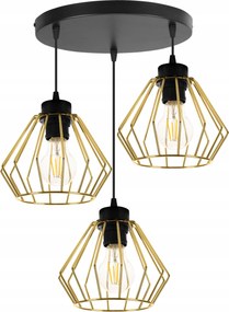 Mennyezeti Lámpa Lógó Csillár Hármas Arany Loft Plafon Fekete Elegáns