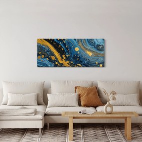 Kép - Kék absztrakció arannyal (120x50 cm)
