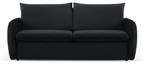 Fekete bársony kinyitható kanapé 214 cm Vienna – Cosmopolitan Design