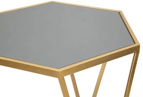 Hatszögletű Arany színű modern kisasztal szett tükör üveglappal – 2 db