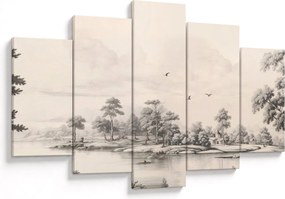 Kép - Vintage tájkép rajz (150x105 cm)