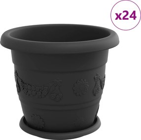 vidaXL Növénycserép 24 pcs Fekete Ø 26 x 21.5 cm Műanyag