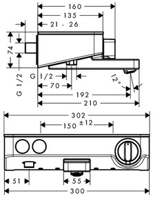 Hansgrohe ShowerTablet Select, termosztatikus kádcsaptelep 300, króm, 13151000