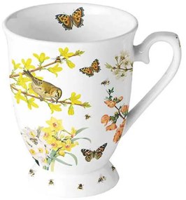 Tavaszi madaras pillangós porcelán bögre Spring awakening 250 ml