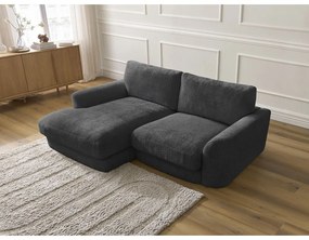 Fekete zsenília sarokkanapé (bal oldali-heverő résszel) Leonore – Bobochic Paris