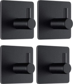 Akasztók fürdőszobai akasztók öntapadós fali fém 4db fekete