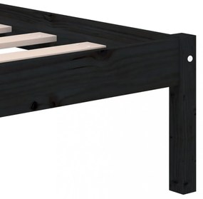 fekete tömör fa ágykeret 150 x 200 cm (King Size)