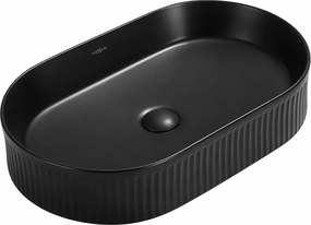 Mexen Grovo pult feletti hullámos mosdó 57 x 36 cm, fekete matt - 22305785