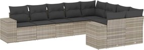 vidaXL 9 részes világosszürke polyrattan kerti ülőgarnitúra párnával