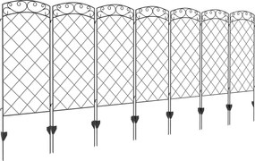 Outsunny 7 db dekoratív fém kerti kerítés díszítéssel - 344L x 110H cm, fekete | Aosom