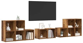 TV Szekrény Szett 8 pcs Öreg fa 37 x 35 x 72 cm Faanyag