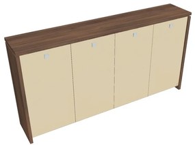 Verno közepes gardrób 248 x 46 x 130 cm, üvegajtó, dió / vanília