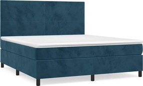 vidaXL sötétkék bársony rugós ágy matraccal 160x200 cm