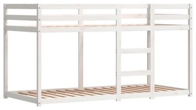 fehér/fekete tömör fenyőfa emeletes ágy függönyökkel 80x200 cm