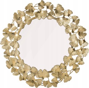 Kerek díszített tükör arany levelek dekoráció