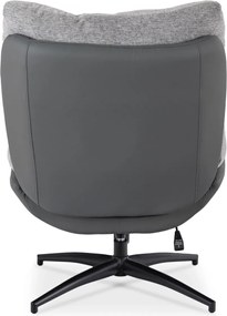 Forgó pihenőfotel lábtartóval szürke/fekete, FREMONT