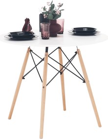 Étkezőasztal, fehér/bükk, átmérő 90 cm, GAMIN 2 NEW 90