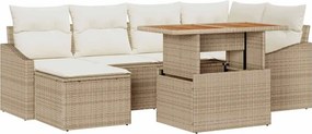 vidaXL Kert étkező szett párnával 7 pcs Beige és krém