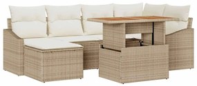 vidaXL Kert étkező szett párnával 7 pcs Beige és krém