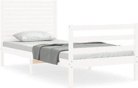vidaXL fehér tömör fa ágykeret fejtámlával 90 x 200 cm