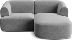 Világosszürke bársony sarokkanapé (jobb oldali-heverő résszel) Campi – Cosmopolitan Design