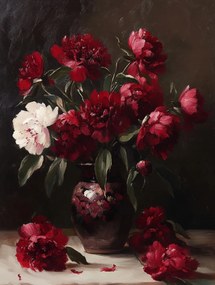 Vászonkép Canvas Dekoráció Virágok Csokor Váza Peonie Bazsarózsa 75x100
