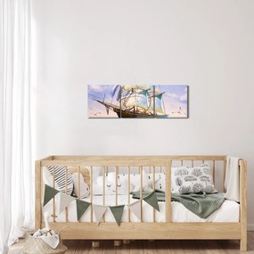 Kép egy hajóról a hullámokon (órával) (90x30 cm)