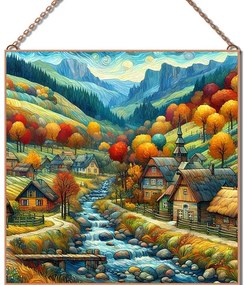 Ősz a hegyen üvegkép, falikép