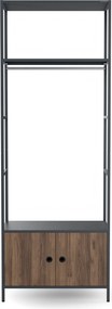 Irodai polc nyitott ruhaakasztó rúddal, recepcióra és váróterembe, fém, antracit/dió, 800x2200x400 mm: ARIEL Eco Design